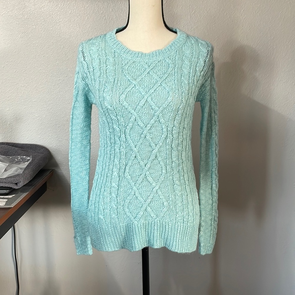 Aeropostale XS Mint Green Chunky Knot Sweater